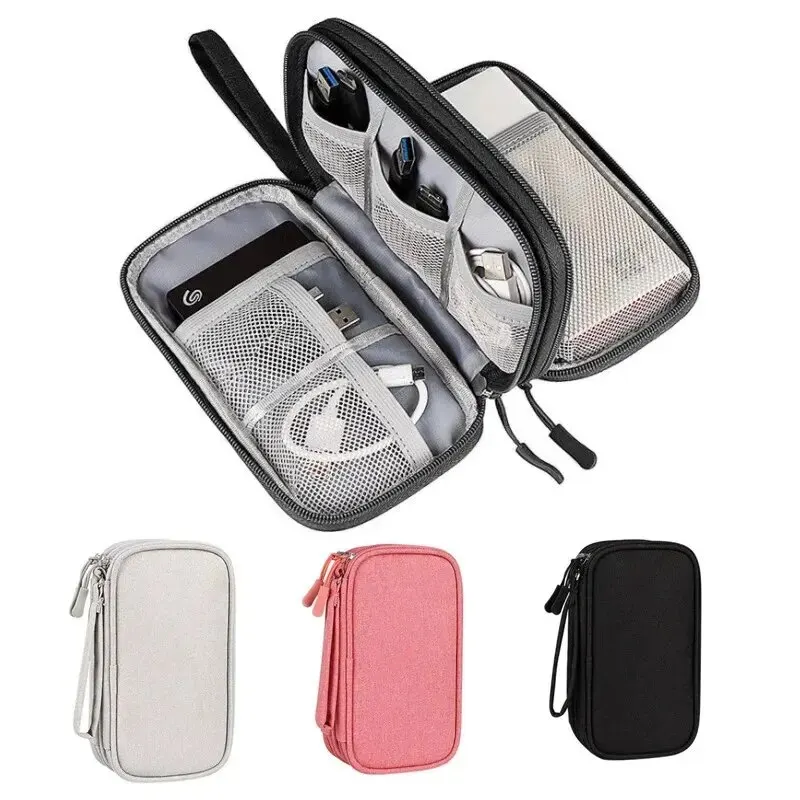 Cable Organizer - حقيبة تنظيم السفر الجديدة باللون الرمادي/الأسود/الوردي/الكحلي،