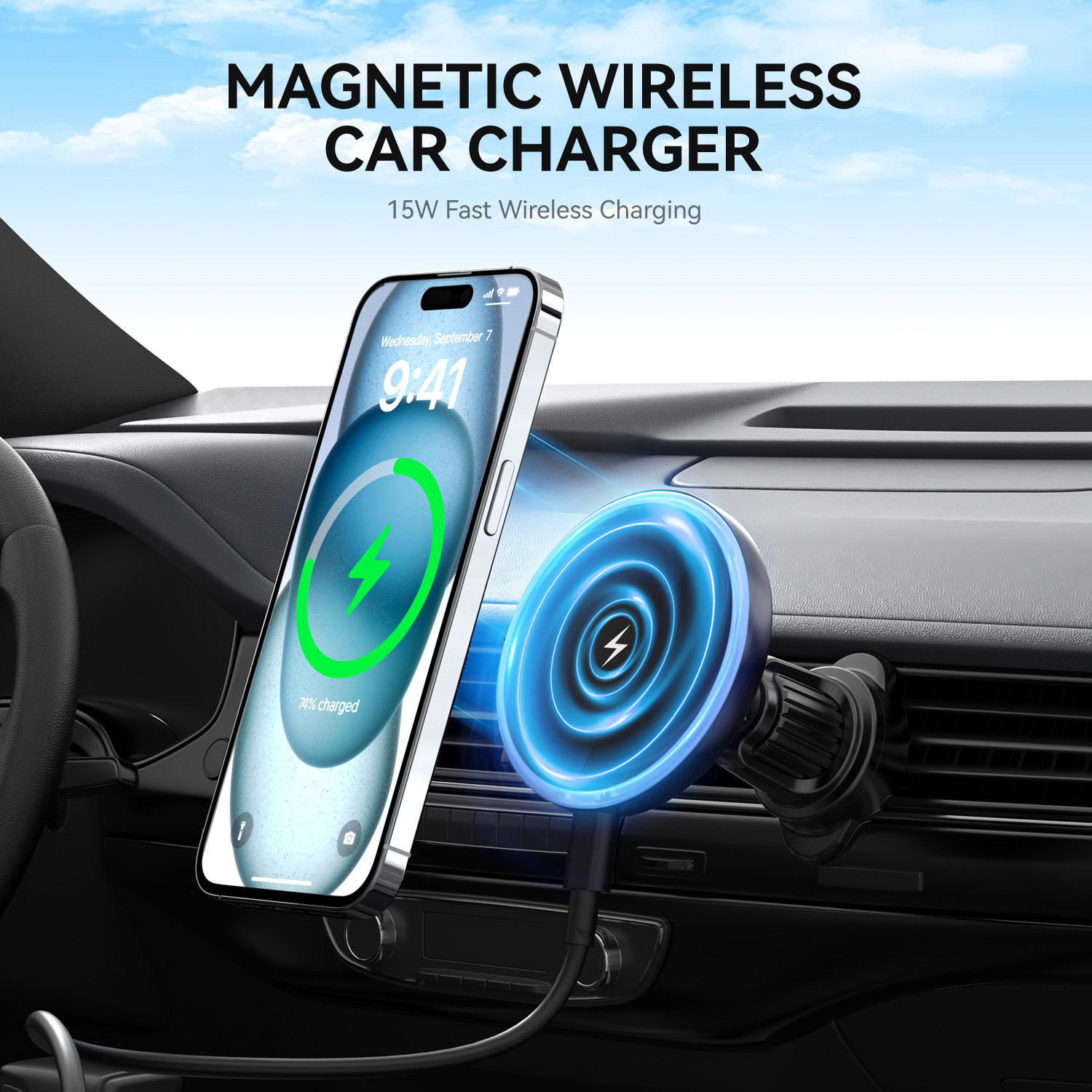 شاحن لاسلكي مغناطيسي للسيارة ب - مراجعة Phone Holder وسعره