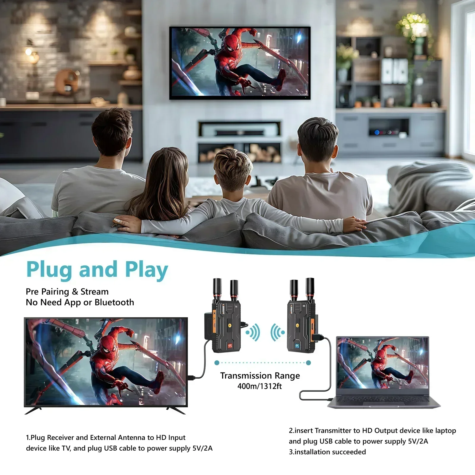 400m 5G 4K جهاز ريسيفر استقبال - مراجعة Hdmi Adapter وسعره